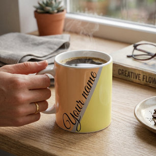 Moderne Pastell-Pfirsich-Gelb-Grün-Farblock-Anpass Kaffeetasse