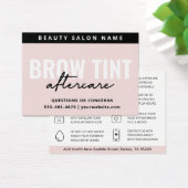 Moderne Pastell Pink Eyebrow Tint Aftercare Card (Schreibtisch)