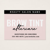 Moderne Pastell Pink Eyebrow Tint Aftercare Card (Vorderseite)