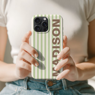 Moderne Pastell-Pistazien-Gestreifte Krankenschwes iPhone 16 Pro Max Hülle