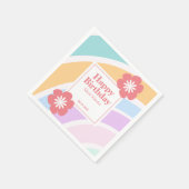 Moderne Pastell Rainbow Blume Geburtstag Serviette (Ecke)