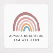 Moderne Pastell Rainbow Niedlich Kids Etiketten (Design 2)