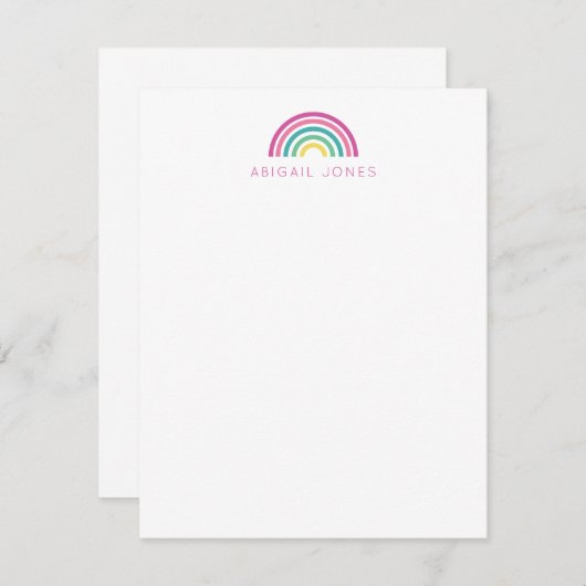 Moderne Pastell Rainbow Personalisiert Kids Mitteilungskarte (Vorne/Hinten)