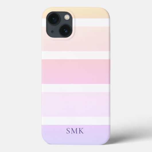 Moderne Pastell-Regenbogenstreifen Monogramm Case-Mate iPhone Hülle (Rückseite)