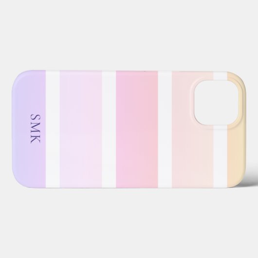Moderne Pastell-Regenbogenstreifen Monogramm Case-Mate iPhone Hülle (Rückseite (Horizontal))