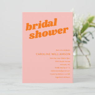 Moderne Pastell-Rosa-Orange Retro-Brautjunggeselli Einladung