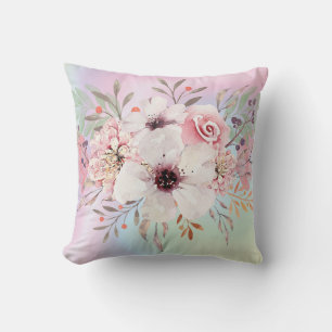 Moderne Pastell-Rosa-Wasserfarbe-Floral  Kissen