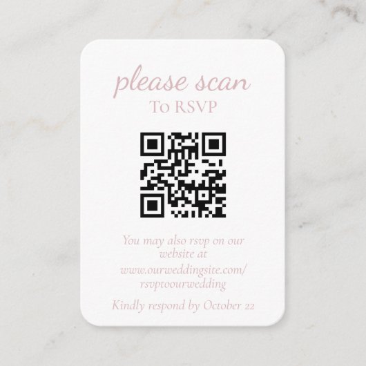 Moderne Pastell-Rose für Monogramm mit QR-Code Begleitkarte (Vorderseite)