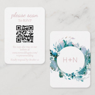 Moderne Pastell-Rose für Monogramm mit QR-Code Begleitkarte