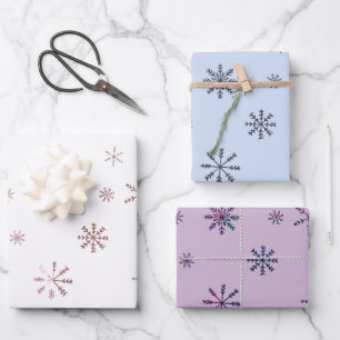 Moderne Pastell Snowflakes Geschenkpapier Set