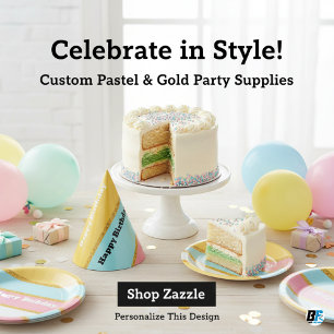 Moderne Pastell- und Gold-Glitter-Streifen Happy B Partyhütchen