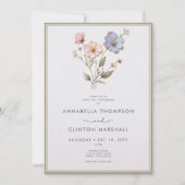 Moderne Pastell-Wildblumen-Hochzeit Einladung (Vorderseite)
