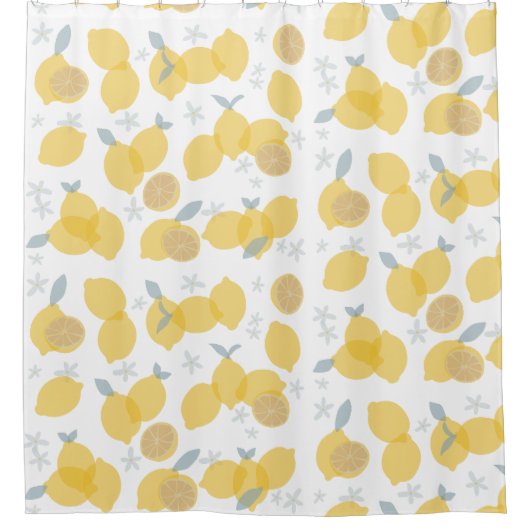 Moderne Pastell Zitrus Lemons Muster Duschvorhang (Vorderseite)