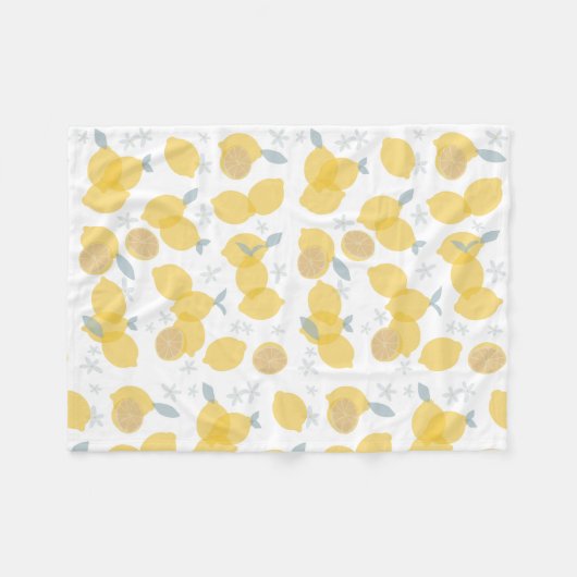 Moderne Pastell Zitrus Lemons Muster Fleecedecke (Vorderseite (Horizontal))