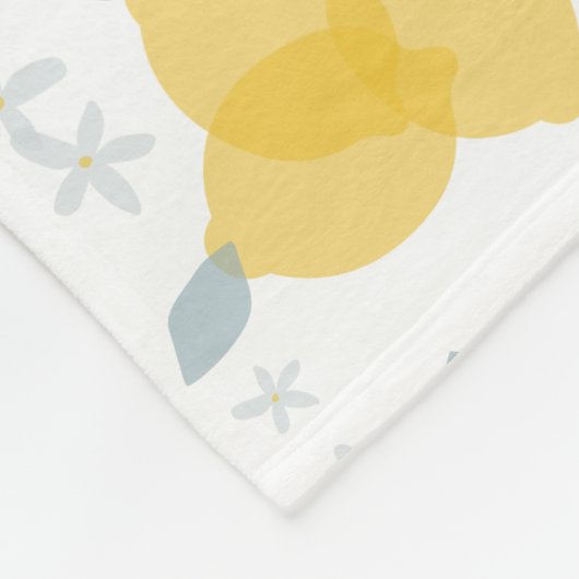 Moderne Pastell Zitrus Lemons Muster Fleecedecke (Ecke)