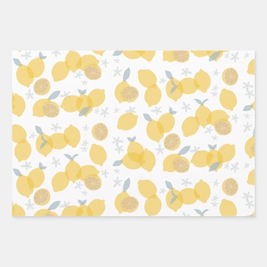 Moderne Pastell Zitrus Lemons Muster Geschenkpapier Set (Vorderseite 3)