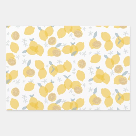 Moderne Pastell Zitrus Lemons Muster Geschenkpapier Set (Vorderseite 2)