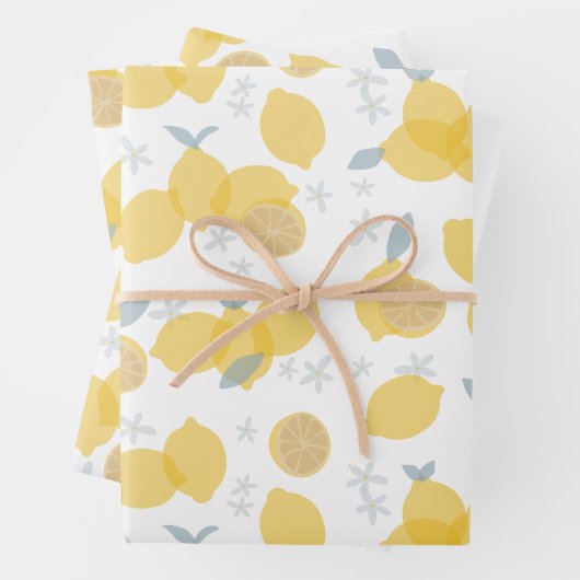 Moderne Pastell Zitrus Lemons Muster Geschenkpapier Set (Beispiel)