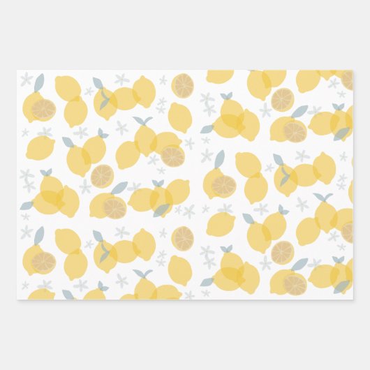 Moderne Pastell Zitrus Lemons Muster Geschenkpapier Set (Vorderseite)