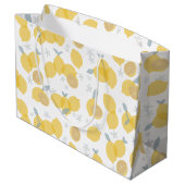 Moderne Pastell Zitrus Lemons Muster Große Geschenktüte (Rückseite Schrägansicht)