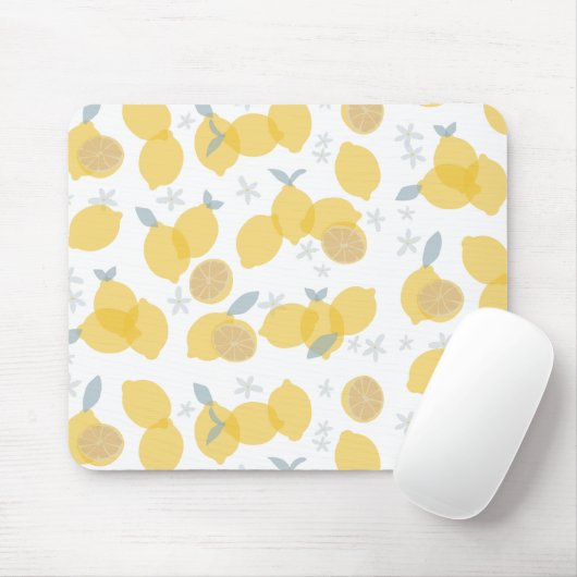 Moderne Pastell Zitrus Lemons Muster Mousepad (Mit Mouse)