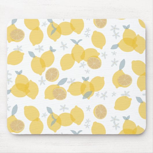 Moderne Pastell Zitrus Lemons Muster Mousepad (Vorne)