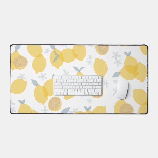 Moderne Pastell Zitrus Lemons Muster Schreibtischunterlage (Tastatur & Maus)