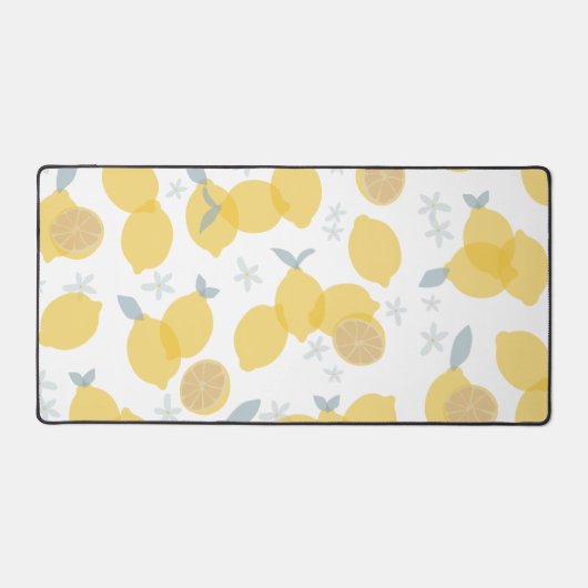 Moderne Pastell Zitrus Lemons Muster Schreibtischunterlage (Vorderseite)