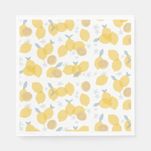 Moderne Pastell Zitrus Lemons Muster Serviette (Vorderseite)
