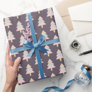 Moderne Pastellbaum-Wintermuster Geschenkpapier
