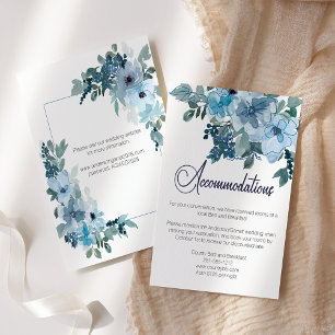 Moderne Pastellblaue Aquarell-Rosen Hochzeit Begleitkarte