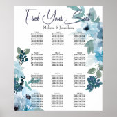 Moderne pastellblaue Aquarellfarben-Rose Seekarte Poster (Vorne)