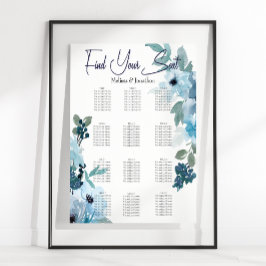 Moderne pastellblaue Aquarellfarben-Rose Seekarte Poster