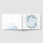 Moderne pastellblaue Blumen Silber Rahmen Salbei Gästebuch (Voll)