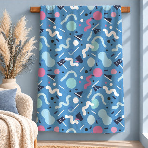 Moderne Pastellblaue Geometrische Memphis-Decke De Sherpadecke