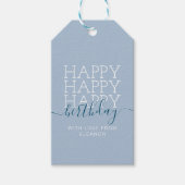 Moderne pastellblaue Happy Birthday Gift Tags Geschenkanhänger (Vorderseite)