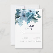 Moderne pastellblaue Rose Hochzeit RSVP Karte (Vorderseite)