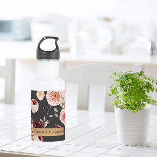 Moderne Pastellblumen & Kraft Personalisiertes Ges Edelstahlflasche