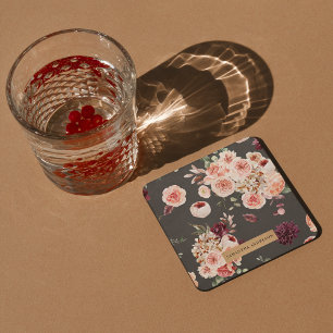 Moderne Pastellblumen & Kraft Personalisiertes Ges Rechteckiger Pappuntersetzer