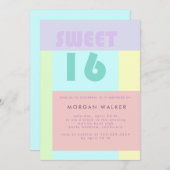 Moderne Pastelle | Einladung von 16 . Geburtstag z (Vorne/Hinten)