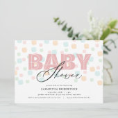 Moderne Pastelle Pink Baby Dusche Einladung (Stehend Vorderseite)