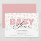 Moderne Pastelle Pink Baby Dusche Einladung (Vorne/Hinten)