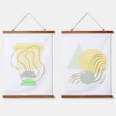 Moderne Pastelle und Gold Abstrakt Wandteppich Mit Holzrahmen (Doppelt)