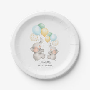 Moderne Pastellelefant-Babyparty 7" Platte Pappteller