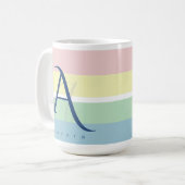 Moderne Pastellfarben-Blockinitiale & Benutzerdefi Kaffeetasse (Vorderseite Links)
