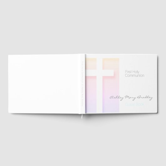Moderne Pastellfarben First Holy Communion Guest B Gästebuch (Voll)