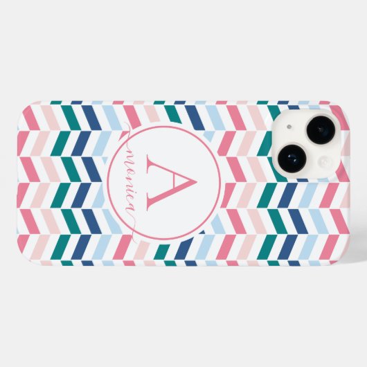 Moderne Pastellfarben Geometrisches Zickzack Monog Case-Mate iPhone Hülle (Rückseite (Horizontal))