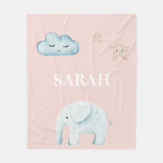 Moderne Pastellfarben Rosa und Blauer Name Fleecedecke (Vorderseite)
