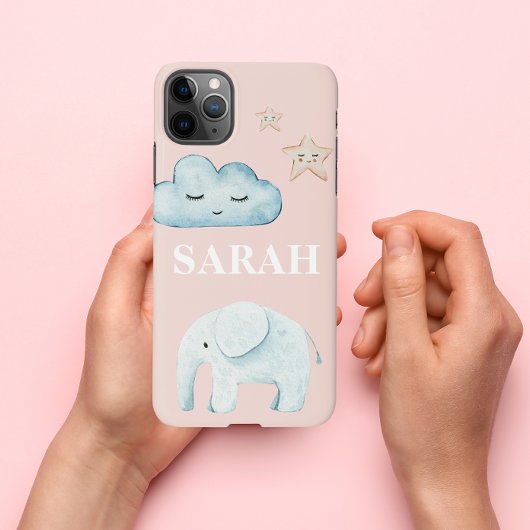 Moderne Pastellfarben Rosa und Blauer Name iPhone Hülle