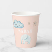 Moderne Pastellfarben Rosa und Blauer Name Pappbecher (Vorderseite)